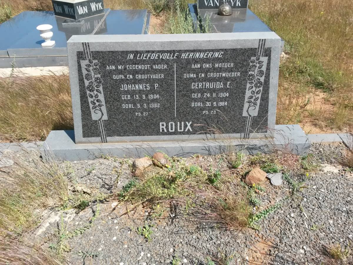 ROUX Johannes P. 1904-1982 &amp; Gertruida E. 1904-1984