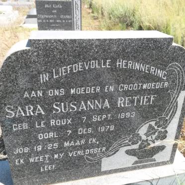 RETIEF Sara Susanna nee LE ROUX 1893-1979