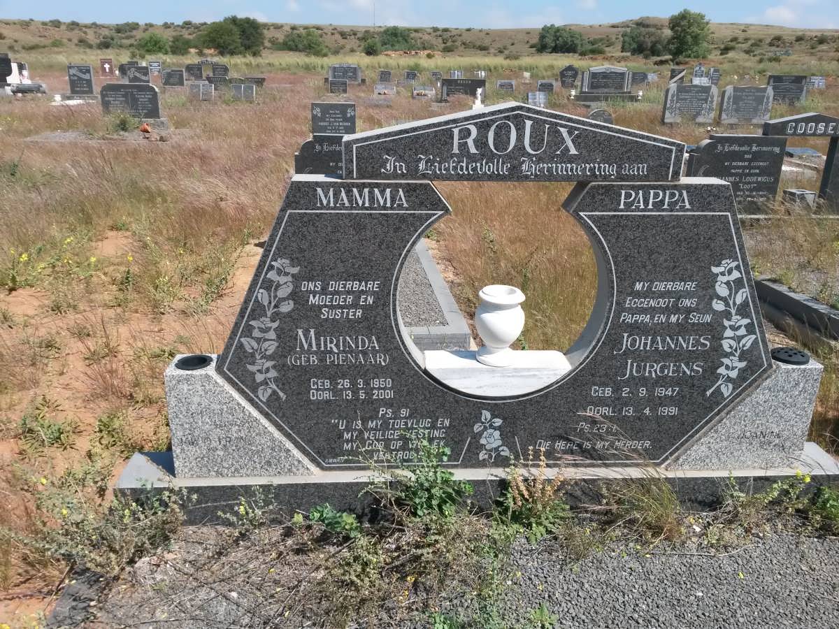 ROUX Johannes Jurgens 1947-1991 &amp; Mirinda PIENAAR 1950-2001