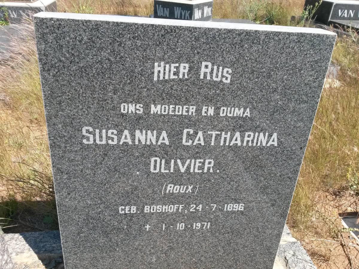 OLIVIER Susanna Catharina formerly ROUX nee BOSHOFF 1896-1971