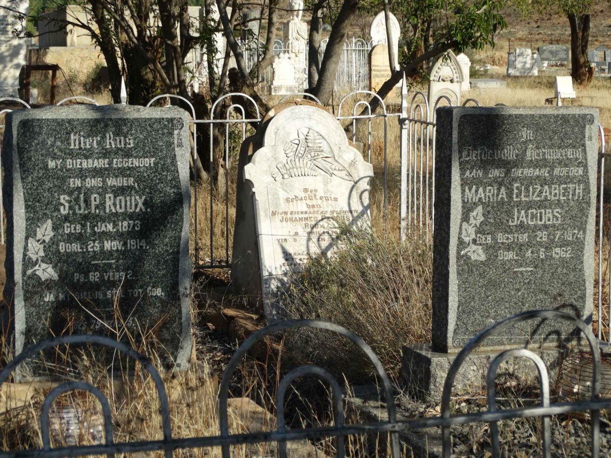 ROUX S.J.P. 1873-1914 :: JACOBS Maria Elizabeth nee BESTER 1874-1962 :: ROUX Johannes Petrus