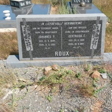 ROUX Johannes P. 1904-1982 &amp; Gertruida E. 1904-1984