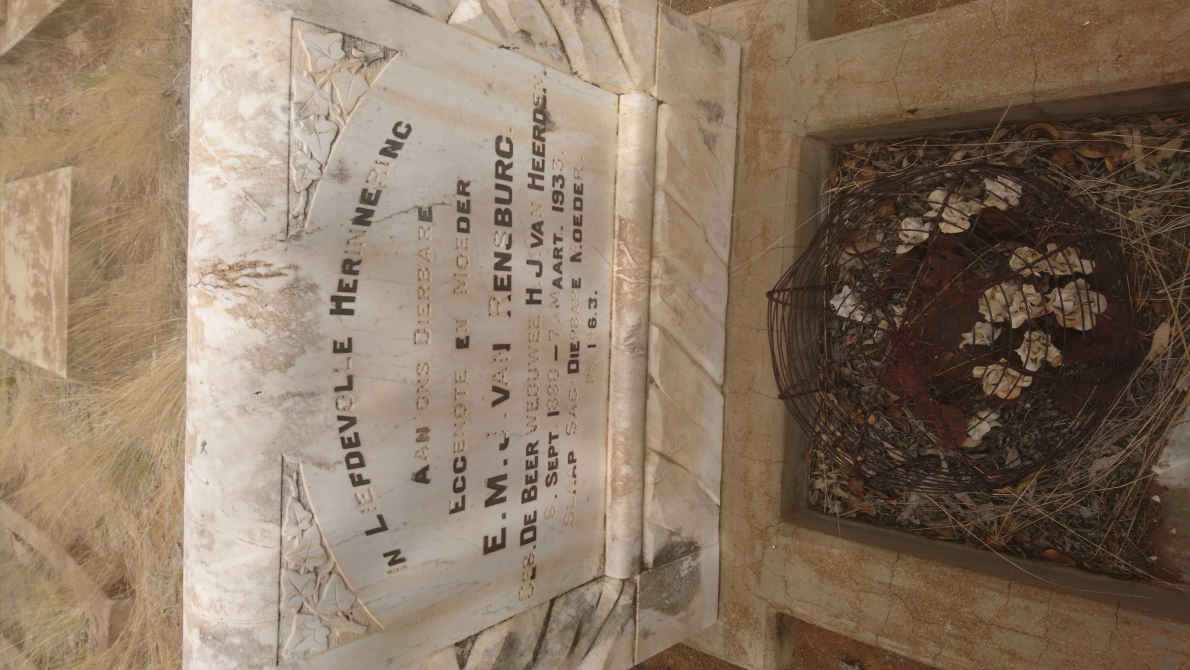 RENSBURG E.M.J., van voorheen VAN HEERDEN nee DE BEER 1860-1933