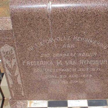 RENSBURG Frederika M., van nee ACKERMAN 1871-1958