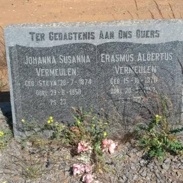 VERMEULEN Erasmus Albertus 1870-1952 &amp; Johanna Susanna STEYN 1874-1950