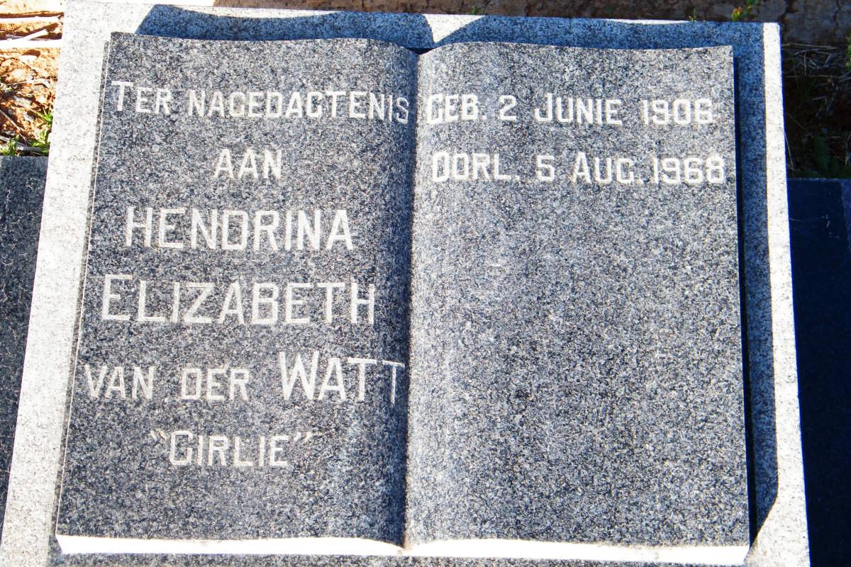 WATT Hendrina Elizabeth, van der 1906-1968