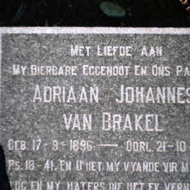 BRAKEL Adriaan Johannes, van 1896-1951