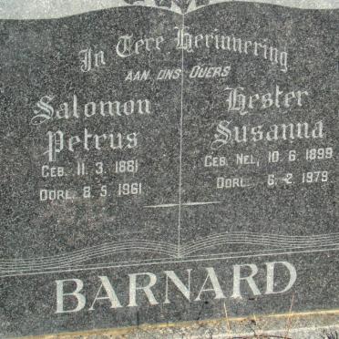 BARNARD Salomon Petrus 1881-1961 &amp; Hester Susanna 1899-1979