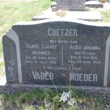 COETZER Daniel Tjaart Johannes 1870-1952 &amp; Alida Johanna STYGER 1871-1954