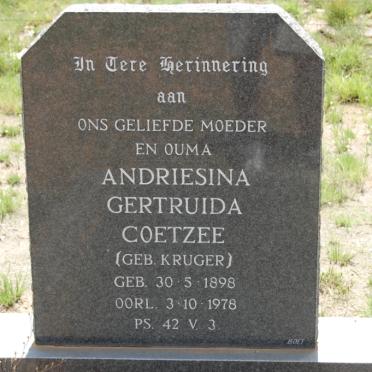 COETZEE Andriesina Gertruida nee KRUGER 1898-1978