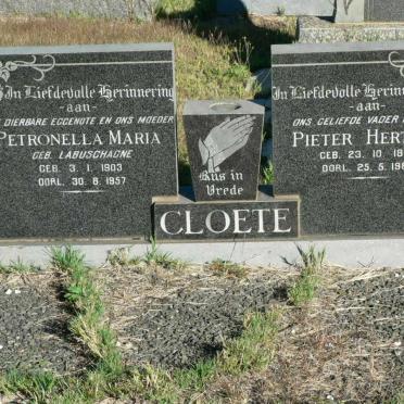 CLOETE Pieter Hertzog 1897-1980 &amp; Petronella Maria LABUSCHAGNE 1903-1957