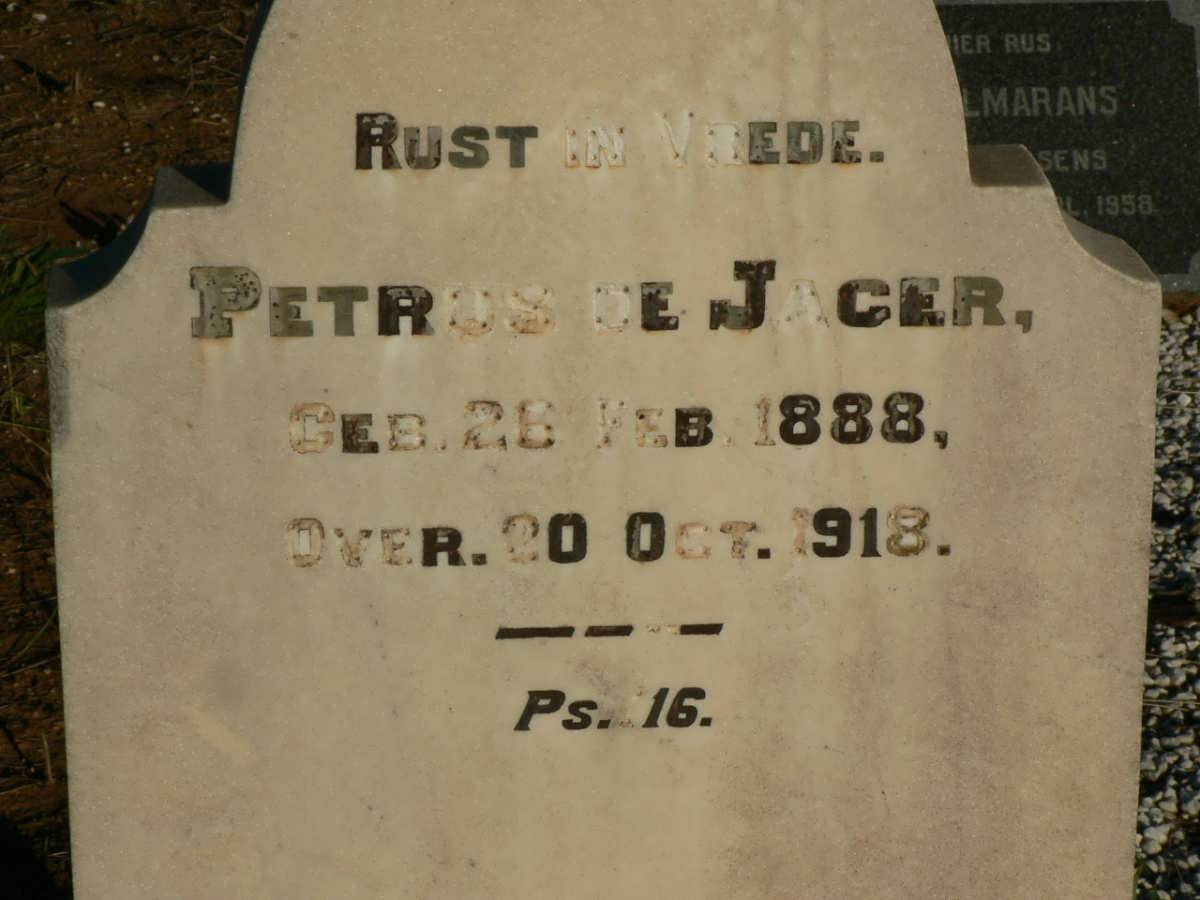 JAGER Petrus, de 1888-1918