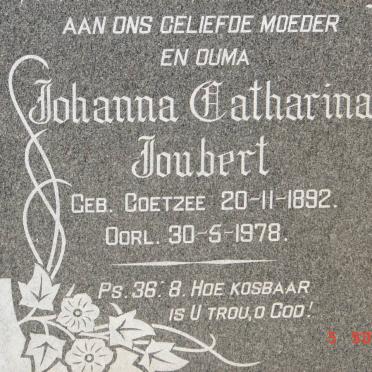 JOUBERT Johanna Catharina nee COETZEE 1892-1978