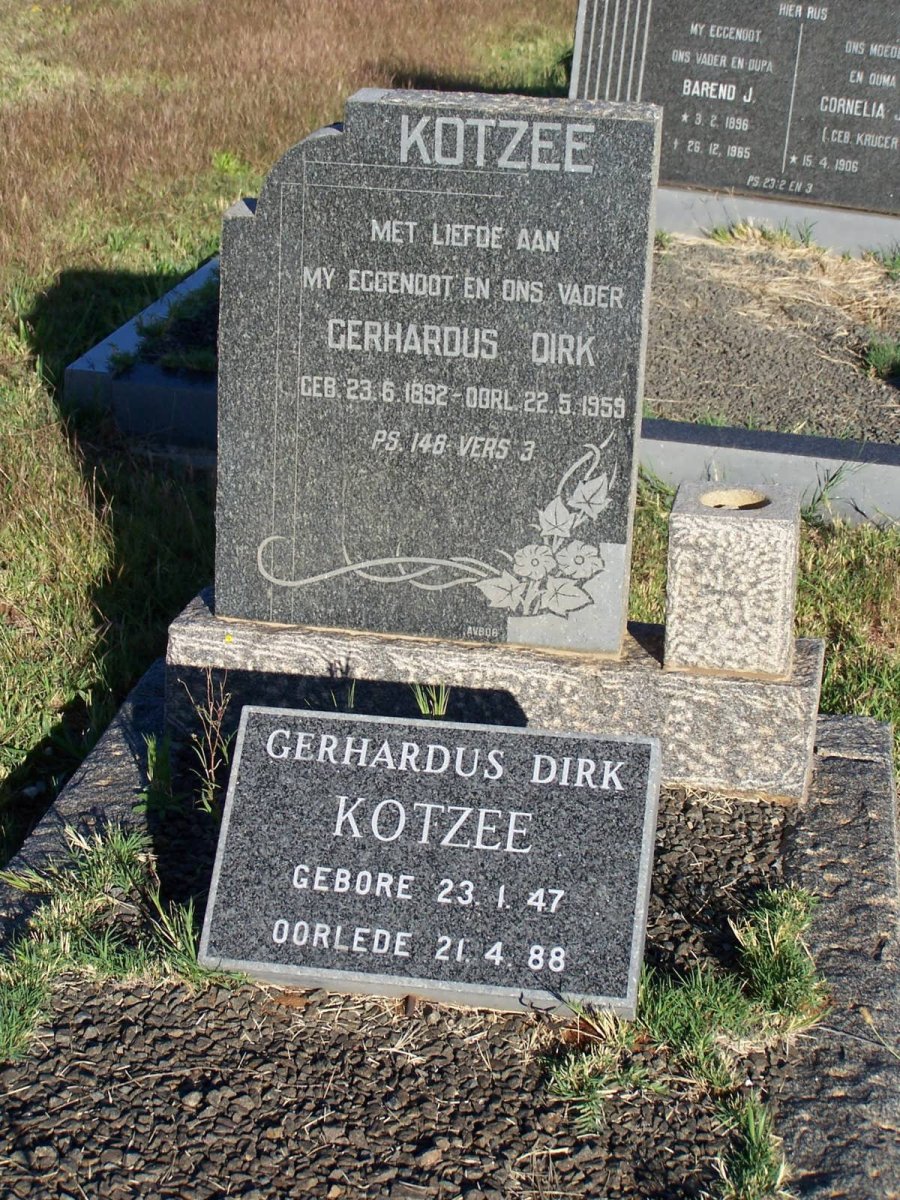 KOTZEE Gerhardus Dirk 1892-1959 :: KOTZEE Gerhardus Dirk 1947-1988