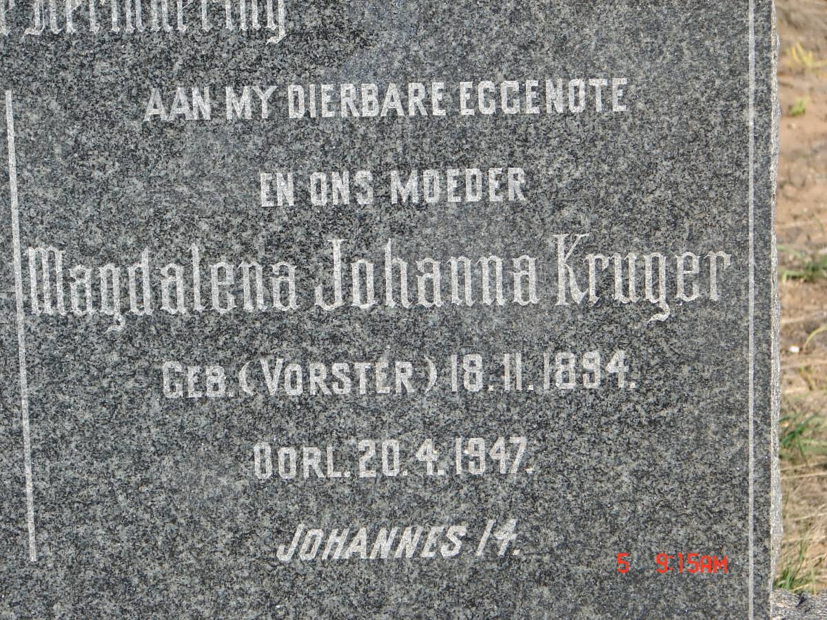 KRUGER Magdalena Johanna nee VORSTER 1894-1947