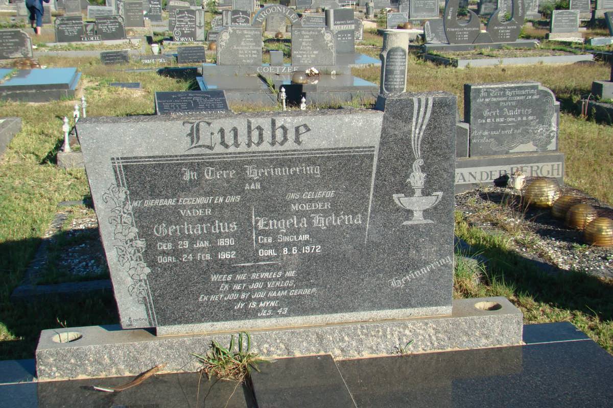 LUBBE Gerhardus 1890-1962 &amp; Engela Helena SINCLAIR -1972