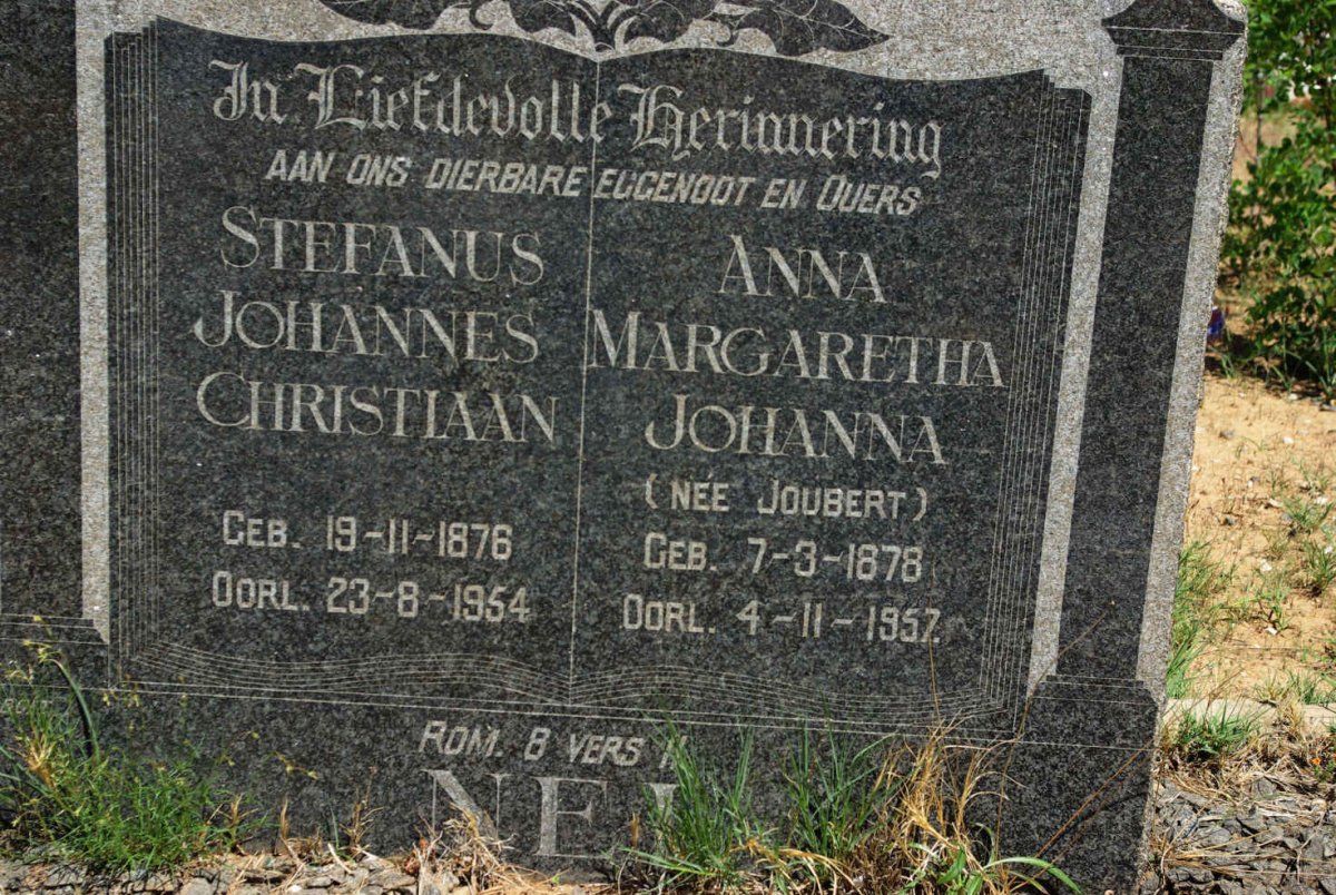 NEL Stefanus Johannes Christiaan 1876-1954 &amp; Anna Margaretha Johanna JOUBERT 1878-1957