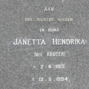 NIEKERK Janetta Hendrika, van nee KRUGER 1915-1994