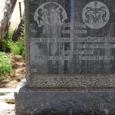 OVERLACKER Bertha, Jung von -1947 :: VON SCHILDE Mathilda Krappe nee JUNG VON OVERLACKER -1951