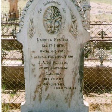 PLESSIS Laurika, du nee POSTMA 1875-1905 :: DU PLESSIS Laurika 1905-1905
