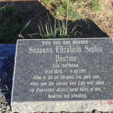 POSTMA Susanna Elizabeth Sophia nee SNYMAN 1876-1941
