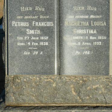 SMITH Petrus Francois 1852-1936 &amp; Magrietha Louisa Christina SMITH 1858-1933