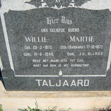 TALJAARD Willie 1875-1948 &amp; Martie BARNARD 1877-1962
