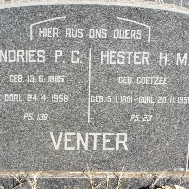 VENTER Andries P.C. 1885-1958 &amp; Hester H.M. COETZEE 1891-1958