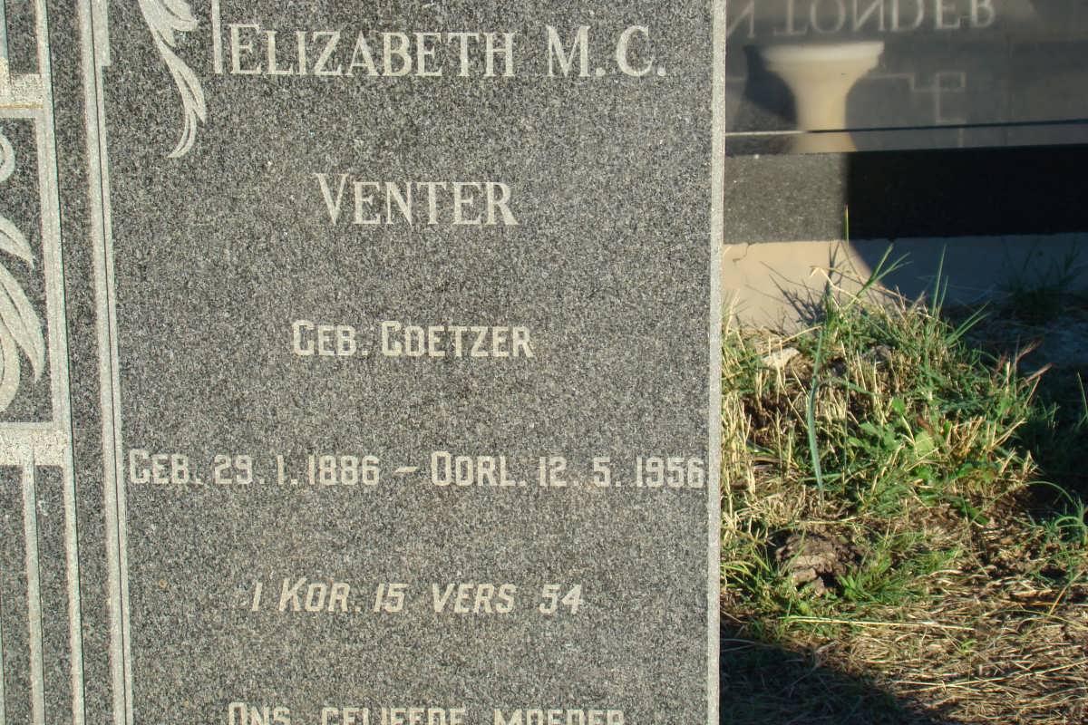 VENTER Elizabeth M.C. nee COETZER 1886-1956