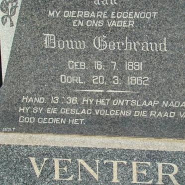 VENTER Douw Gerbrand 1891-1962 &amp; Ada Louis MARAIS 1892-1981