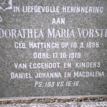 VORSTER Dorathea Maria nee HATTINGH 1886-1918