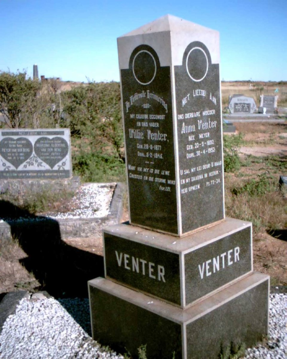 VENTER Willie 1877-1945 &amp; Anna MEYER 1892-1952