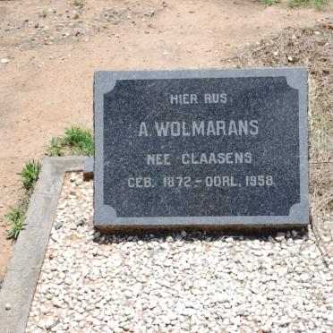 WOLMARANS A. nee CLAASENS 1872-1958