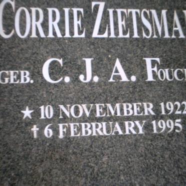 ZIETSMAN C.J.A. nee FOUCHE 1922-1995