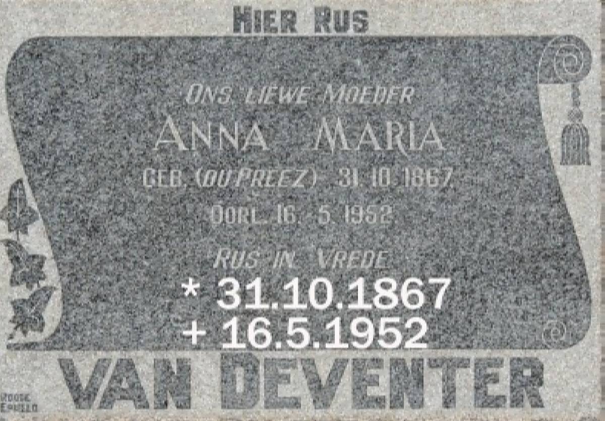 DEVENTER Anna Maria, van nee DU PREEZ 1867-1952