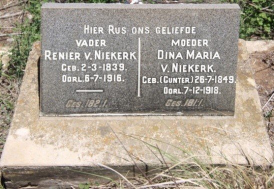 NIEKERK Renier, v. 1839-1916 &amp; Dina Maria GUNTER 1849-1918