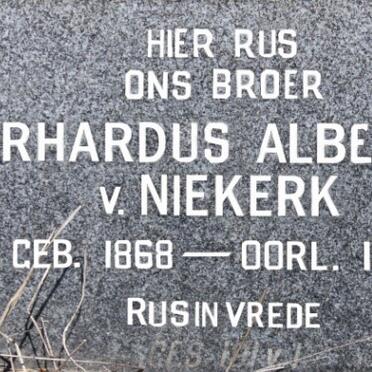 NIEKERK Gerhardus Albertus, v. 1868-1945