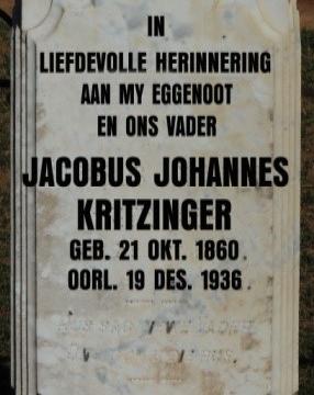 KRITZINGER Jacobus Johannes 1860-1936