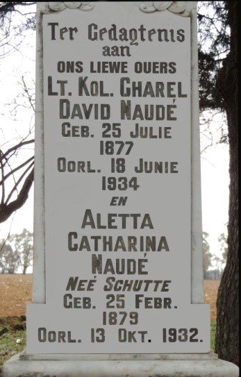 NAUDE Charel David 1877-1934 &amp; Aletta Catharina SCHUTTE 1879-1932