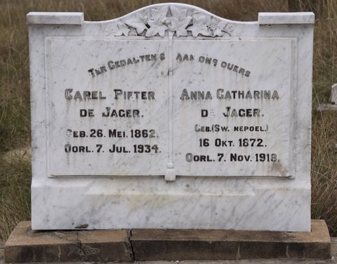 JAGER Carel Pieter, de 1862-1934 &amp; Anna Catharina SWANEPOEL 1872-1918