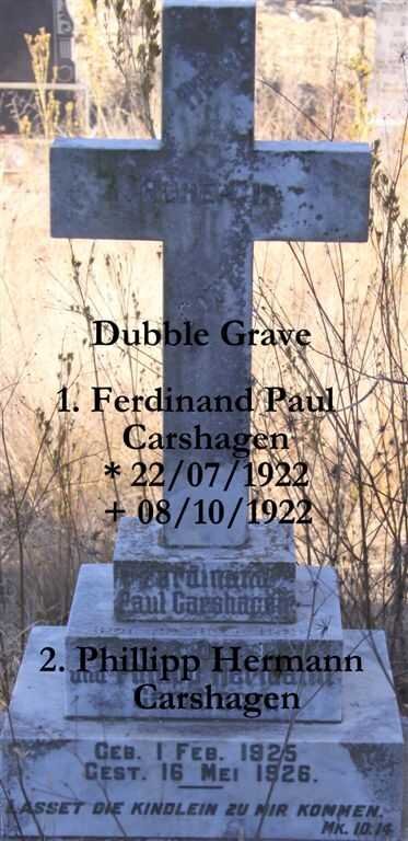CARSHAGEN Ferdinand Paul 1922-1922 :: CARSHAGEN Phillipp Hermann 1925-1926