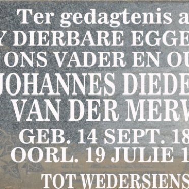 MERWE Johannes Diederik, van der 1889-1967