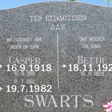 SWARTS Casper 1918-1982 &amp; Bettie 1929-