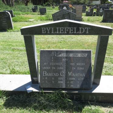 BYLIEFELDT Barend C. 1925-1994 & Martha LEWIS 1928-1998