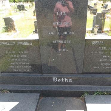 BOTHA Gerhardus Johannes 1902-1977 & Susara Susanna DE JAGER 1899-1997 