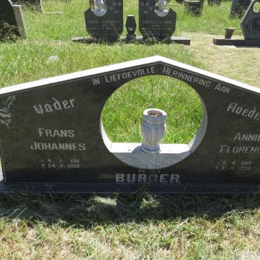 BURGER Frans Johannes 1911-1992 & Annie Florence 1913-1998