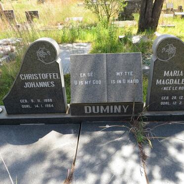 DUMINY Christoffel Johannes 1888-1984 & Maria Magdalena LE ROUX 1894-1978 