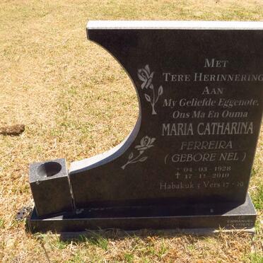 FERREIRA Maria Catherina nee NEL 1928-2010