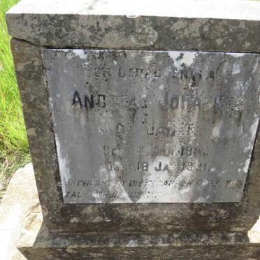 JAGER Andreas Johannes, de 1899-1921