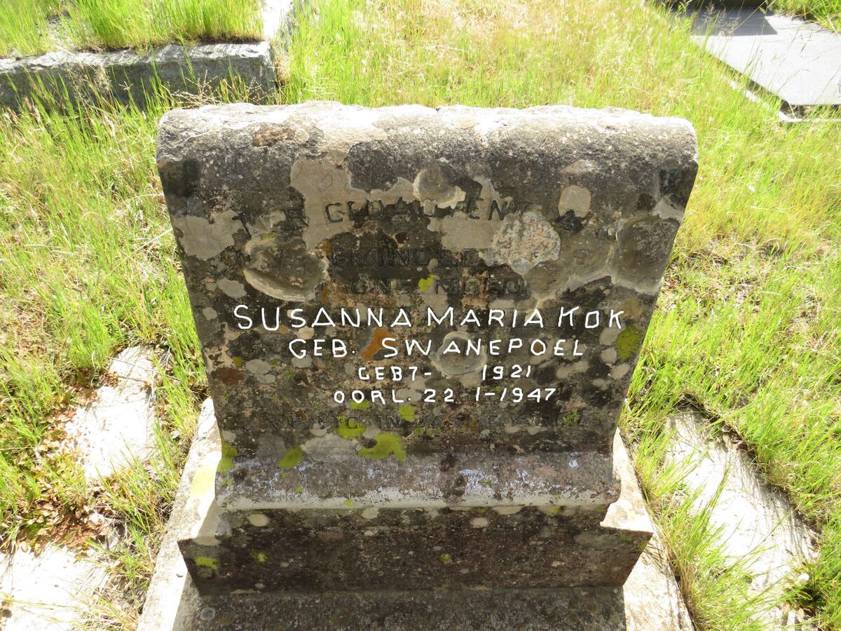 KOK Susanna Maria nee SWANEPOEL 1921-1947